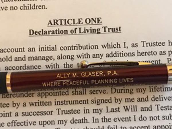 A pen laying on top of an article.