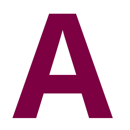 A letter of the alphabet in maroon