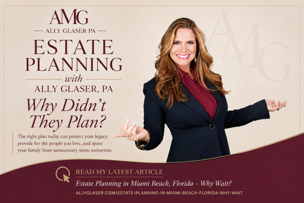 Smiling estate planning attorney in advertisement