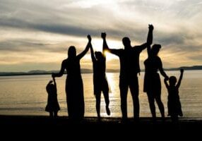 family on the beach